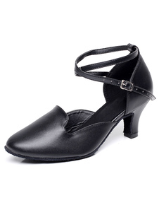 Danse latine sandales noir sangles en cuir talons pour femmes