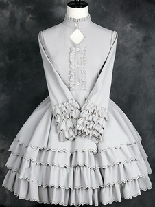 Robe grise à niveaux robe synthétique