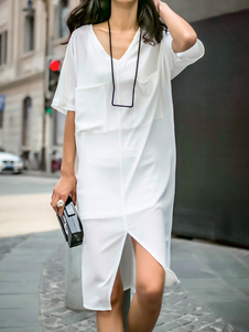 Robe blanche Split acétate robe