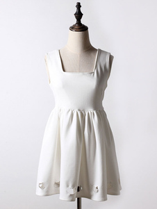 Robe blanche découpe robe Polyester