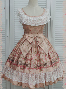 Imprimer Lolita Robe multicolore Bow dentelle robe synthétique