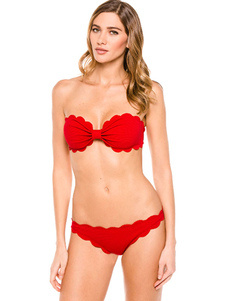 Maillot de bain Spandex sans bretelles en Bikini rouge pour femmes