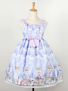 Imprimer Lolita Robe Bow bleu synthétique