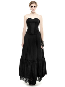 Gothic Lolita bustier robe noire à paliers coton robe lin