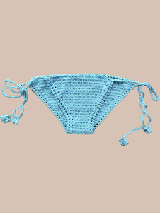 Maillot de bain bleu tissé Push Up maillots en coton pour femmes