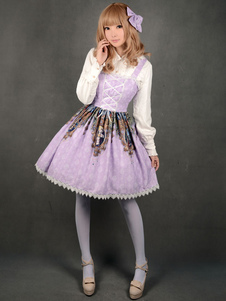 Imprimer les sangles Lolita Robe lila Chic robe en mousseline de soie