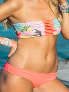 Bikini multicolore bustier lacets Polyester maillot de bain pour femmes