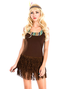 Indiens aborigènes Costume Costume Polyester frange brun pour femmes