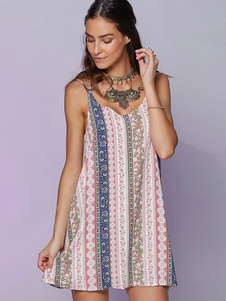 Sangles Shift robe robe imprimée multicolore Backless