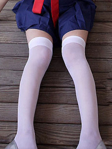 Maid Cosplay chaussettes haute de genou blanc & noir