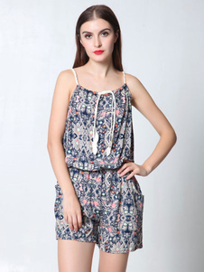 Sangles barboteuse Multicolor impression barboteuse en mousseline de soie pour les femmes