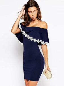 Ruffles robe Bodycon Polyester dentelle pour femmes