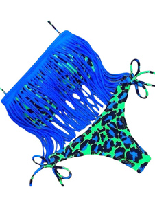 Bikini multicolore léopard impression sangles lacets Polyester maillot de bain pour femmes