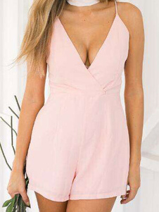 Rose coton Jumpsuit lin populaire de femmes