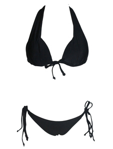 Halter Bikini noir sangles lacets Polyester maillot de bain pour femmes