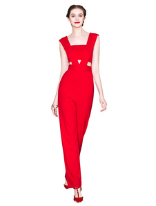 Romain rouge en tricot Jumpsuit mode féminine