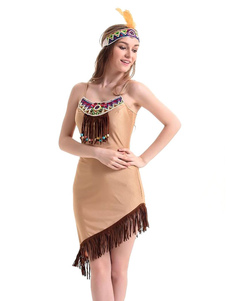 Indiens aborigènes Costume Costume Polyester multicolore frange asymétrique pour les femmes