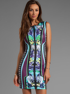 Robe de Satin de coton imprimé multicolore Mini robe