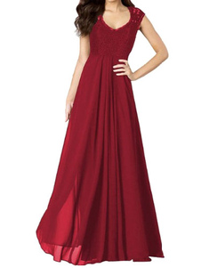 Ruffles Maxi Slim Fit dentelle robe rouge
