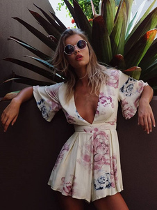 Barboteuse coton imprimé multicolore barboteuse coupe-bas pour les femmes