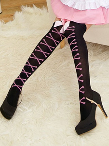 Maid Cosplay chaussettes laçage genou élevé