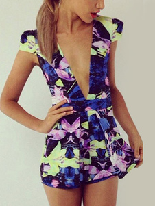 Barboteuse imprimée multicolore Low Cut barboteuse Satin de coton