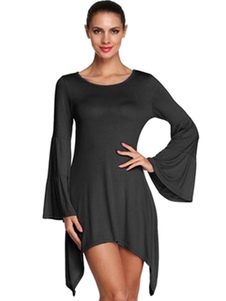 Robe asymétrique noire Slim Fit coton courte robe d’été