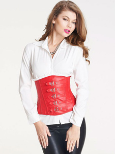Dentelle rouge vers le haut Bustier Corset Polyester boucle