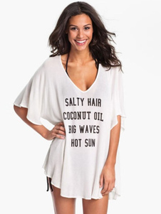 Lettres d’impression Mini robe coton blanc robe d’été