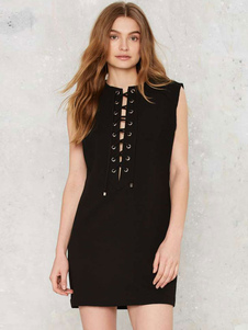 Black découpe robe coton robe courte