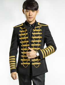 Costume rétro noir pardessus Rococo Punk Cour tissu uniforme Costume hommes