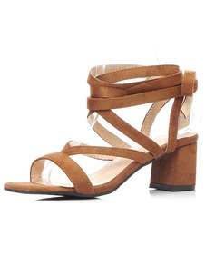 Sandales gladiateur marron découper Suede talons hauts pour femmes
