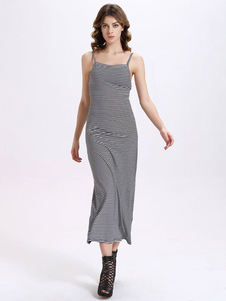 Gray bretelles Backless robe Maxi Chic