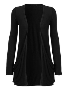 Cardigan coton Front ouvert noir pour femmes