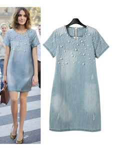 Denim bleu surdimensionné robe pour femmes