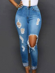 Denim déchiré Jeans Skinny Jeans femmes en détresse