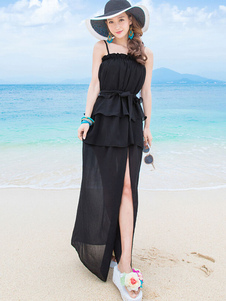 Sangles Maxi robe noire dos nu Split robe