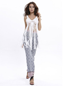 Couvrez-vous de franges encolure dégagée en mousseline de soie femmes