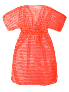 Foncé Orange Drawstring lacez vers le haut de le Cover Up encolure Spandex femmes