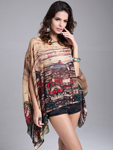 Crewneck élégant chemisier en mousseline de soie pour les femmes