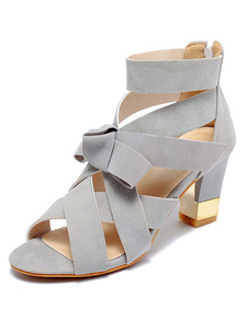 Chic s'incline sandales à talon Chunky monogramme Suede mode robe