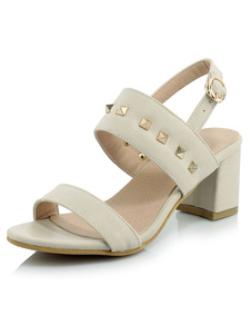 Chunky talon Rivets PU cuir Chic robe sandales