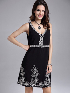 Robe noire sans manches coton moderne pour femme