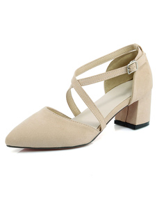 Rouge a souligné mi-bas talons Toe Micro Suede haut femme