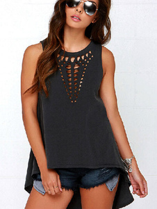 Beau bijou noir cou découpe réservoirs Polyester féminin