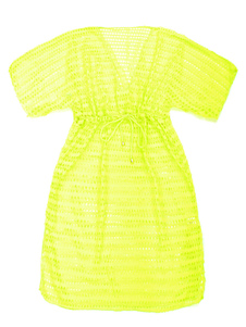 Jaune Drawstring lacez vers le haut de le Cover Up encolure Spandex femmes