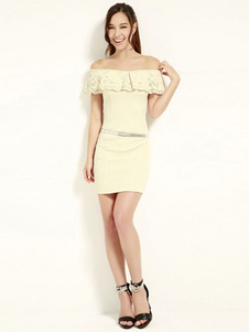 Spandex manches courtes découpe robe Bodycon de femme