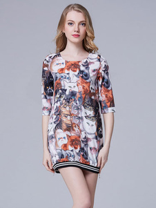 Robe bijou blanc moderne cou mousseline de soie femmes