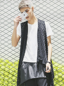 Gilet noir coton Front ouvert Blend Cardigan pour hommes