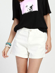 Denim Shorts blanc élastique pour femmes